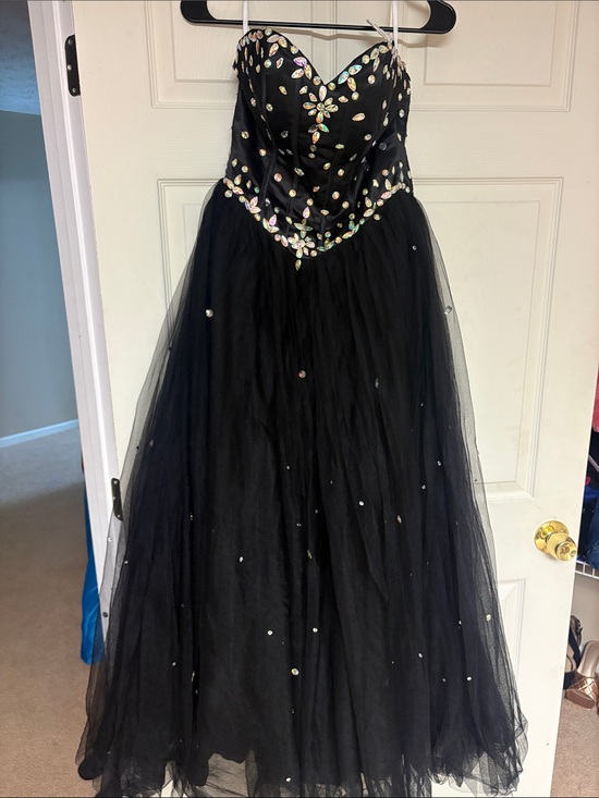 Dresses & Skirts - Black Strapless Ball Gown with Iridescent Rhinestones